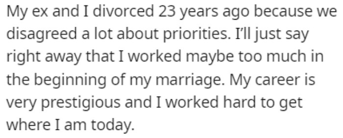 OP and His Ex-Wife Got Divorced Over 20 Years Ago