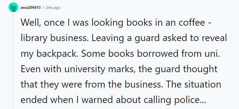 The situation ended when I warned about calling the police...