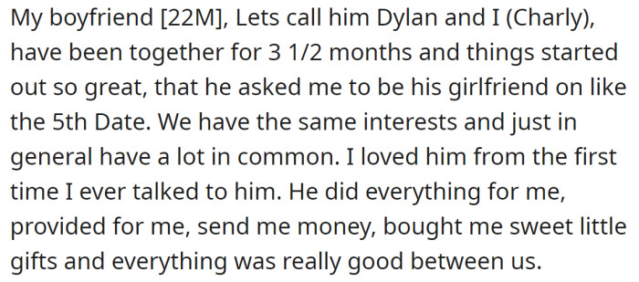 The OP explained their relationship was really good: