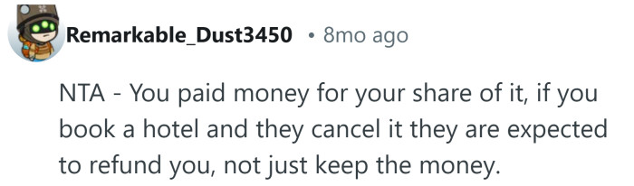 You paid for your share.