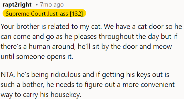 If he finds it tedious to use his keys, he should find an easier way to carry them.