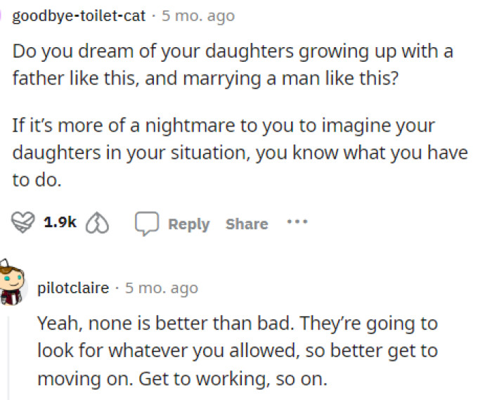 This is definitely a significant issue that she needs to consider, as it ultimately revolves around the children and how he treats them.