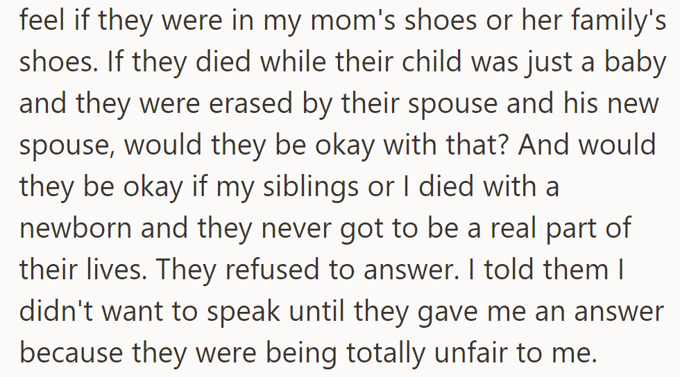Asked his parents how they'd feel if roles were reversed, and they refused to answer. OP stopped speaking until a fair response was given.