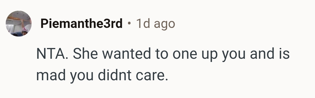 OP's sister is just mad she didn't care