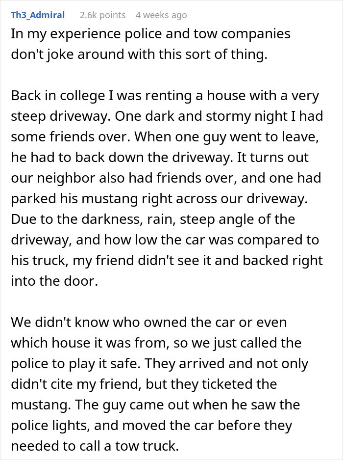 The post from the author motivated other online users to share their own experiences with towed cars.