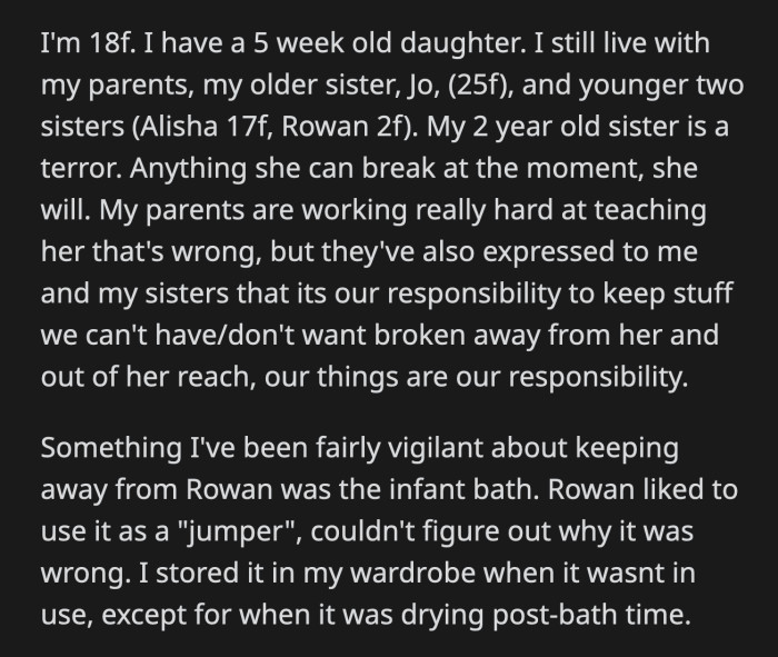 OP said she wasn't comfortable bathing her baby in the shower or the tub without a seat
