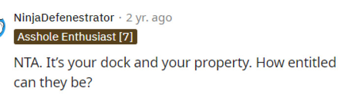 Apparently very entitled because we've never heard someone tell another person that they can't be outside on their property.