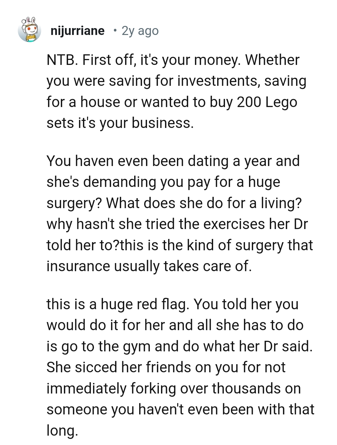 She's Demanding the OP Pay for Her Surgery