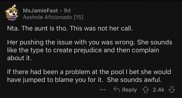 This was not the aunt's call to make.