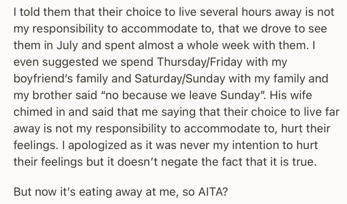 The conversation with her older brother didn’t end well