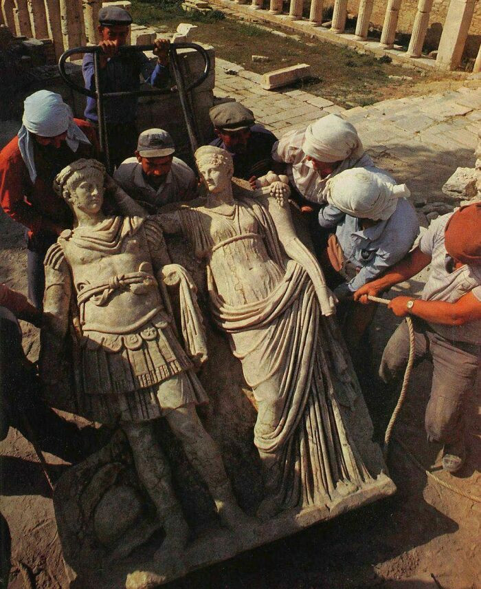 A 1979 excavation at the Sebasteion in Aphrodisias, Turkey, unearthed a statue depicting Agrippina crowning her son Nero.