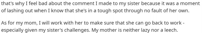 She basically says that it's neither of their faults, but it is a terrible situation to be in.