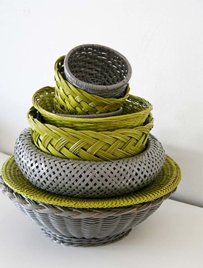 2. Customize wicker baskets with spray paint to complement your home decor.
