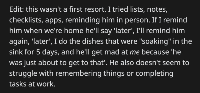 OP said the chart is a last resort. Her other suggestions didn't work, and accomplishing his unfinished tasks for him just made him angry. OP has basically run out of options.