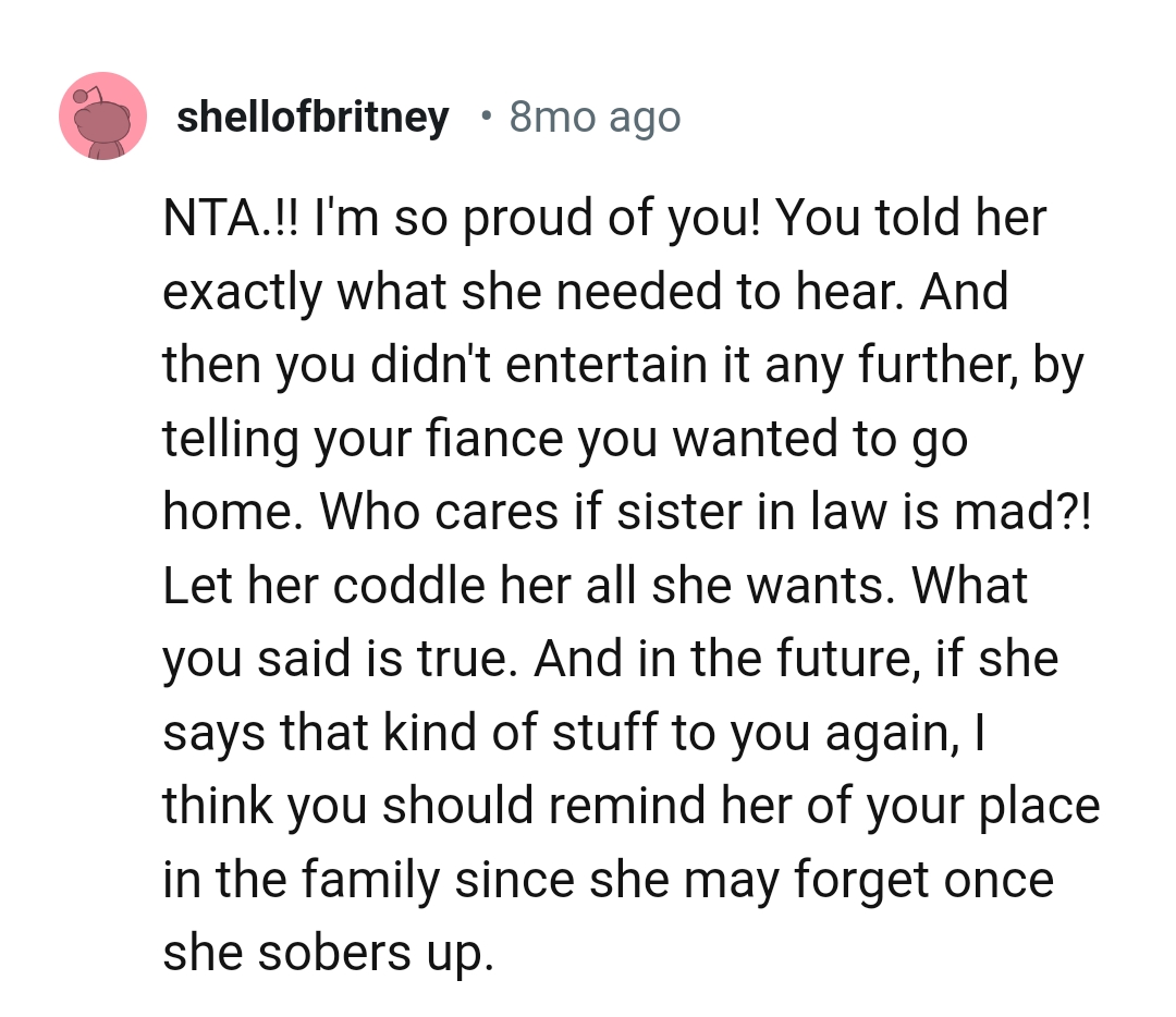 Let her cry all she wants, but the OP only said the truth