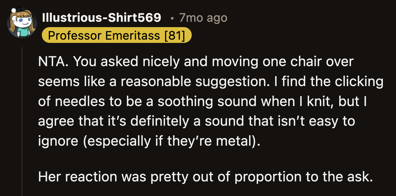 Like OP, many were baffled by the woman's disproportionate reaction to OP's polite request.