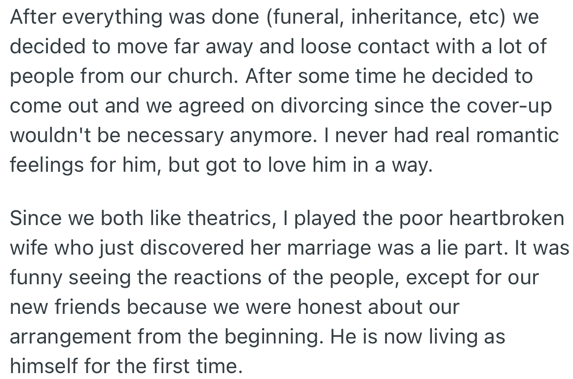 OP and her ex-husband decided to move far away from their church after the death of OP’s in-laws.