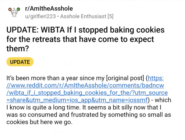 A year later, she provided us with the update we didn't know we needed