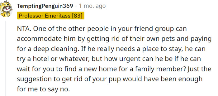 Then, Someone Else Can Give Him a Place to Stay