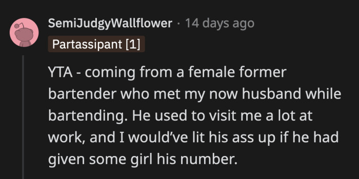 It's not really an insecurity. It's just your significant other being rightfully uncomfortable with you handing out your number to a person who just hit on you a few sentences ago.