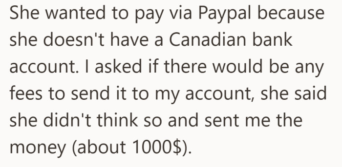 A quick check about fees leads to a decision that seems settled in the moment.