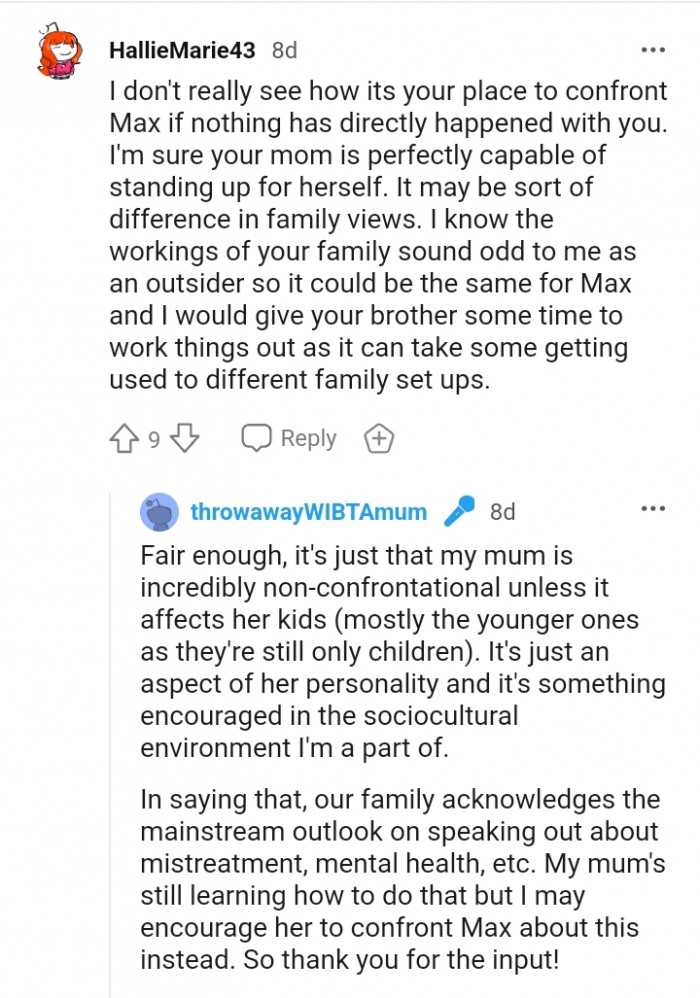 It may be sort of a difference in family views