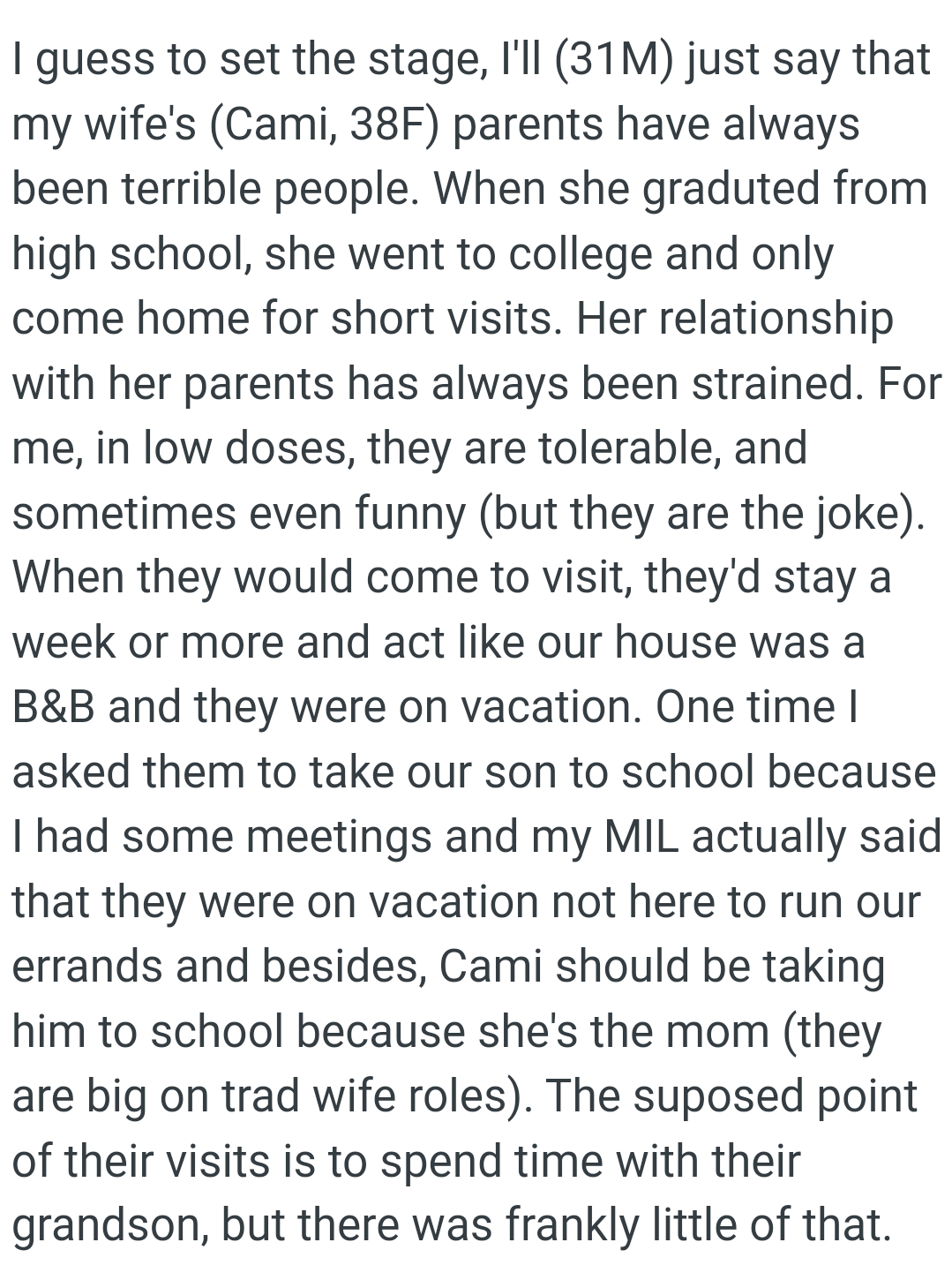 In Low Doses, OP's In-Laws Are Tolerable, and Sometimes Even Funny