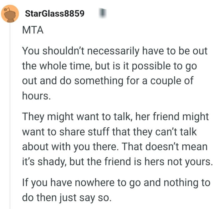 It's the gf's friend not the OP's friend