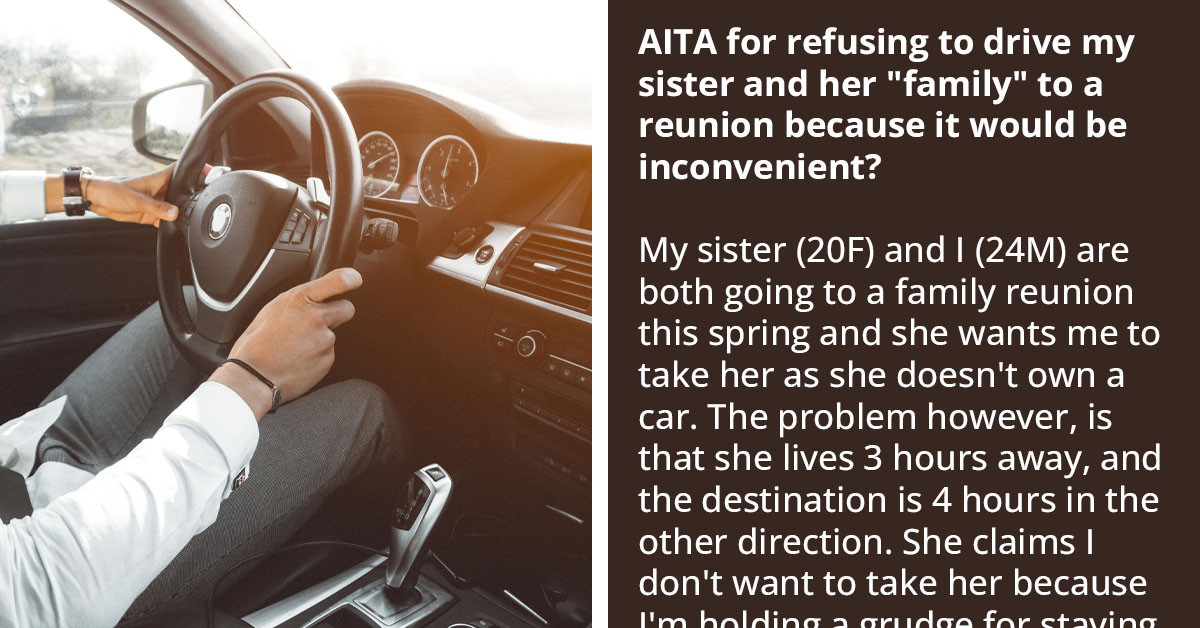 Man Refuses to Drive His Sister, Her BF, and Dog to a Reunion, Says It's Inconvenient for Him to Spend 10 Hours Driving