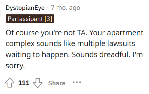 People came straight to the comments to let OP know that she was not the TA in this situation at all.
