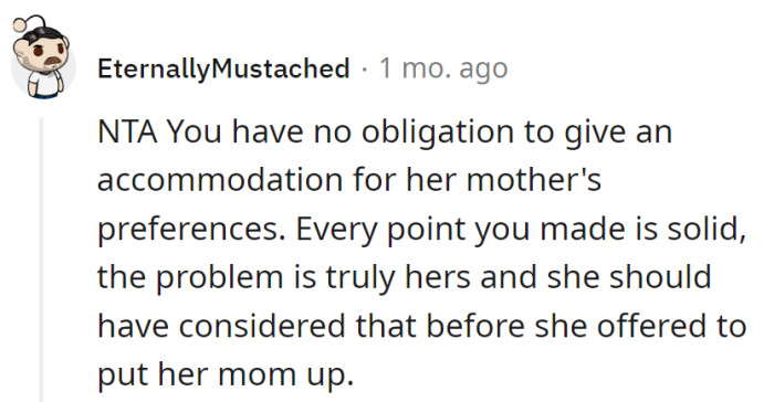 No obligation to redecorate the apartment for Emma's mom's preferences. If she's the hostess, she should've considered the guest list before the offer.