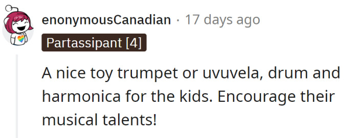 Musical instruments would be perfect gifts for kids