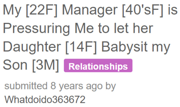 The OP Asks for Advice on Dealing with a Manager Who's Pressuring Her to Accept Something Unreasonable.