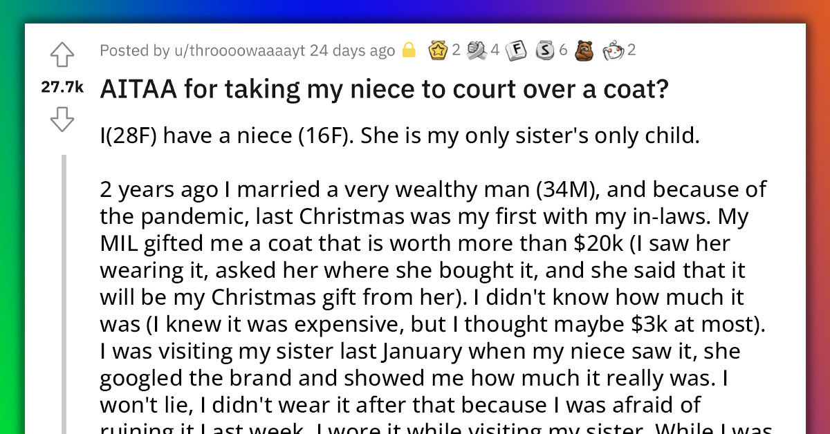 Family Argument Starts When Woman Decides To Take Her Niece To Court For Ruining A $20K Coat Her MIL Gifted Her