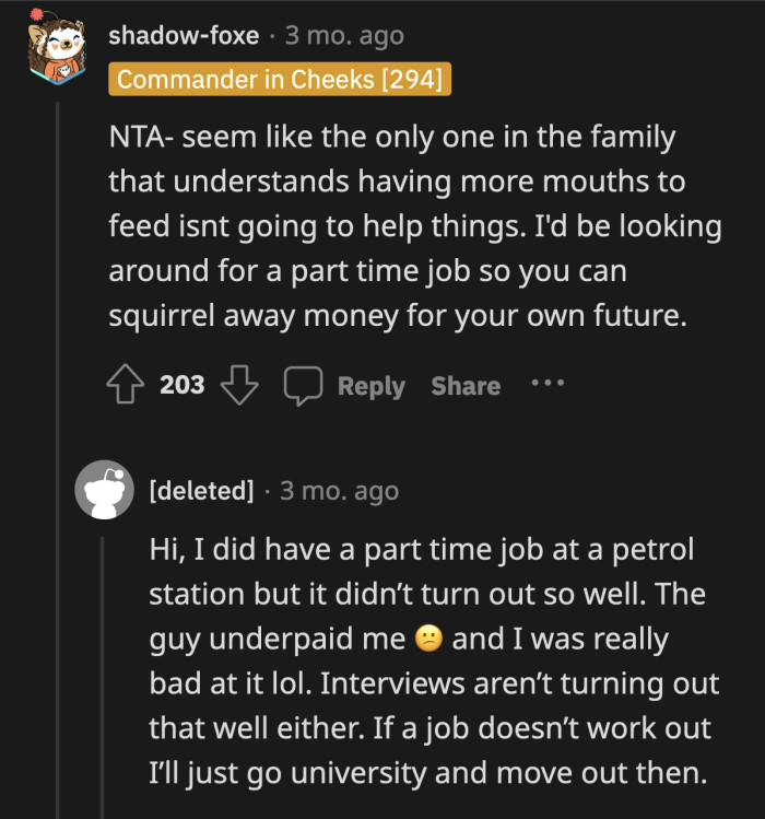 OP must be counting down the days she is going to university